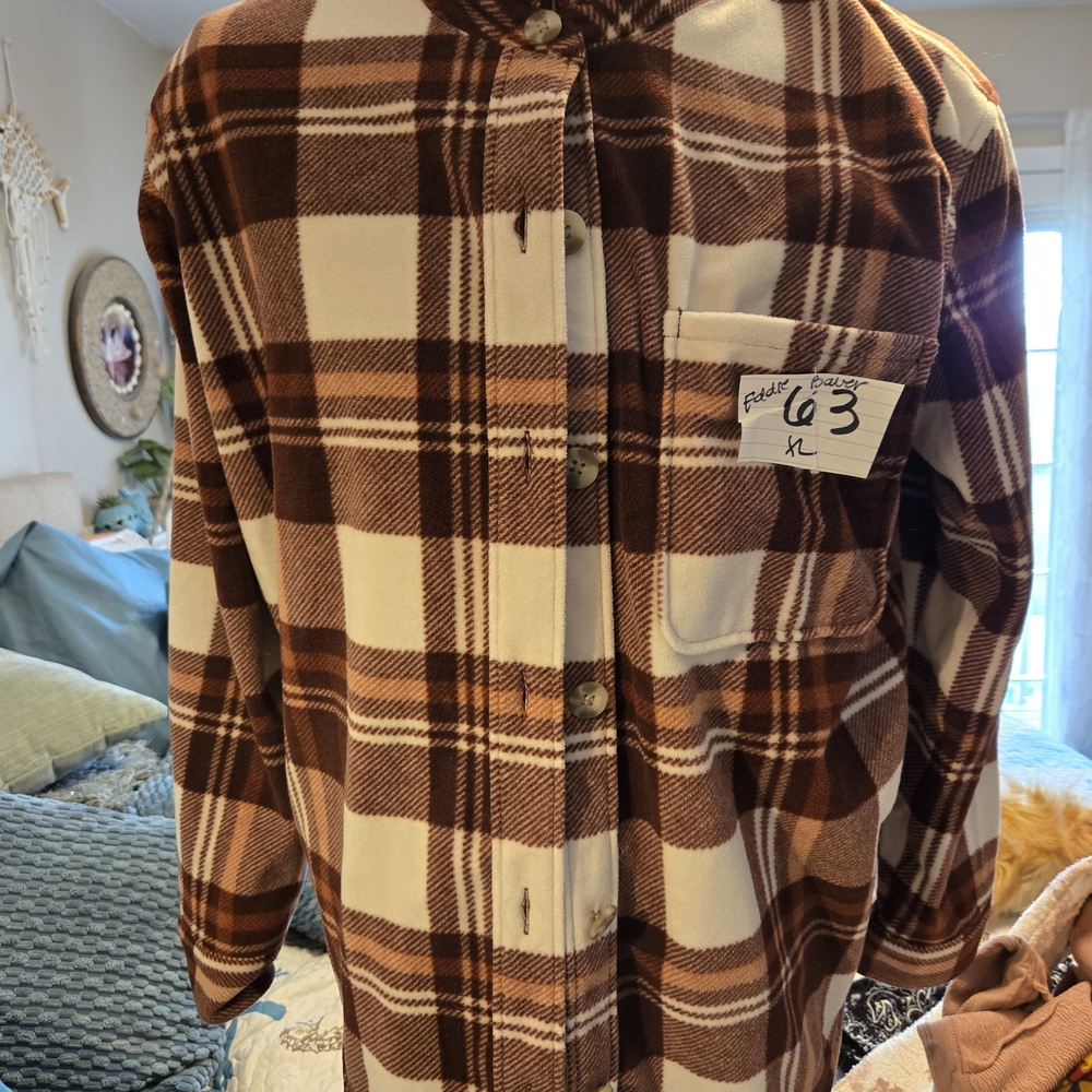 Eddie Bauer Brown Plaid Button Down Shirt